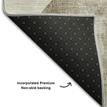 9' X 12' Brown And Gray Abstract Washable Area Rug With UV Protection