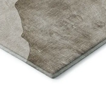 9' X 12' Brown And Gray Abstract Washable Area Rug With UV Protection
