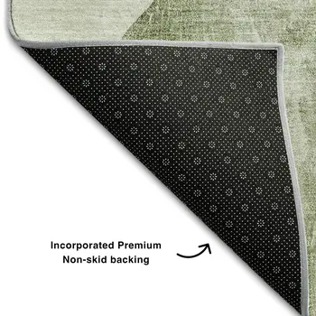 3' X 5' Green And Gray Abstract Washable Area Rug With UV Protection