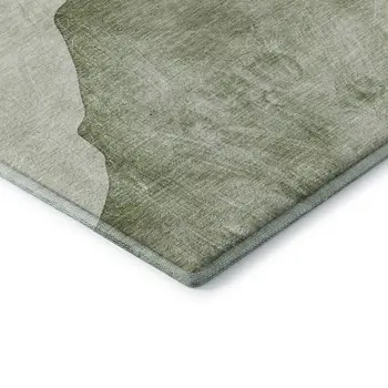 3' X 5' Green And Gray Abstract Washable Area Rug With UV Protection