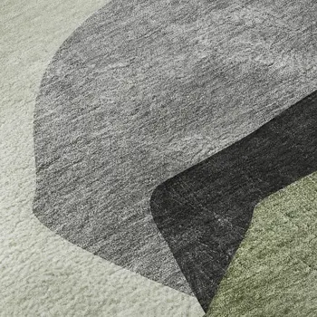 9' X 12' Green And Gray Abstract Washable Area Rug With UV Protection
