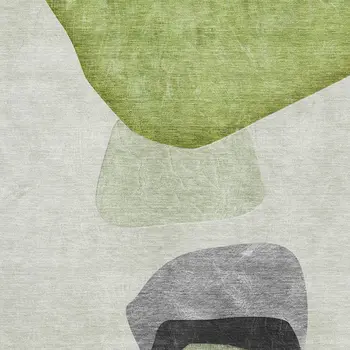 9' X 12' Green And Gray Abstract Washable Area Rug With UV Protection