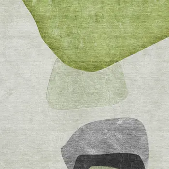 10' X 14' Green And Gray Abstract Washable Area Rug With UV Protection