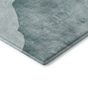 3' X 5' Teal And Gray Abstract Washable Area Rug With UV Protection