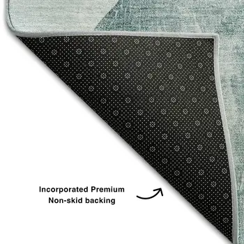 8' Teal And Gray Abstract Washable Round Rug With UV Protection