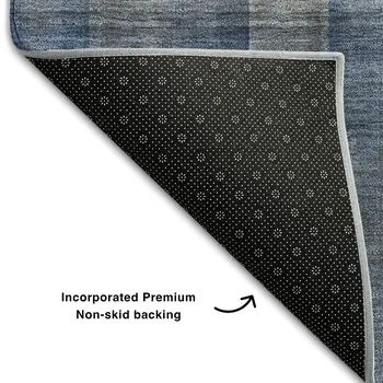 10' X 14' Blue And Gray Plaid Washable Area Rug With UV Protection