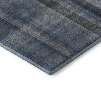 10' X 14' Blue And Gray Plaid Washable Area Rug With UV Protection