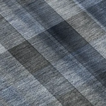 10' X 14' Blue And Gray Plaid Washable Area Rug With UV Protection