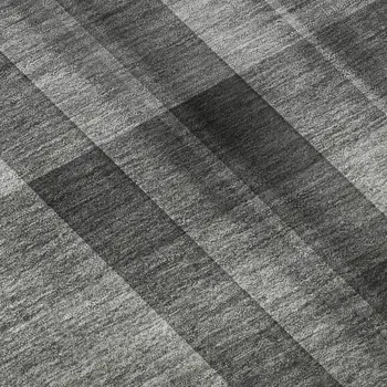 5' X 8' Gray And Ivory Plaid Washable Area Rug With UV Protection