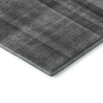 8' X 10' Gray And Ivory Plaid Washable Area Rug With UV Protection