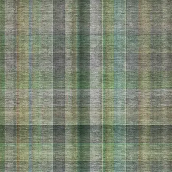 3' X 5' Green And Gray Plaid Washable Area Rug With UV Protection