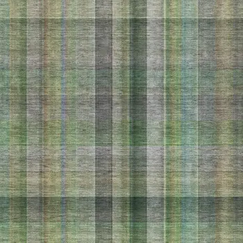 8' X 10' Green And Gray Plaid Washable Area Rug With UV Protection