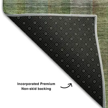 9' X 12' Green And Gray Plaid Washable Area Rug With UV Protection