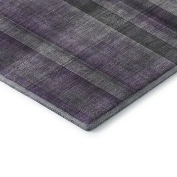5' X 8' Purple And Gray Plaid Washable Area Rug With UV Protection