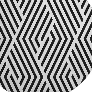 8' Black And Ivory Geometric Washable Round Rug With UV Protection