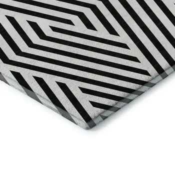 10' X 14' Black And Ivory Geometric Washable Area Rug With UV Protection