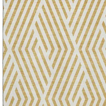 3' X 5' Gold And Ivory Geometric Washable Area Rug With UV Protection