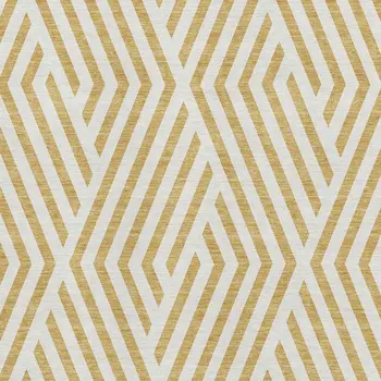 9' X 12' Gold And Ivory Geometric Washable Area Rug With UV Protection