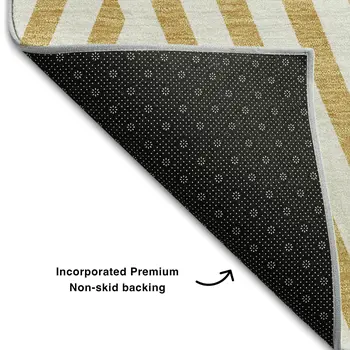 10' X 14' Gold And Ivory Geometric Washable Area Rug With UV Protection