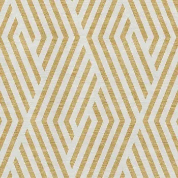 10' X 14' Gold And Ivory Geometric Washable Area Rug With UV Protection