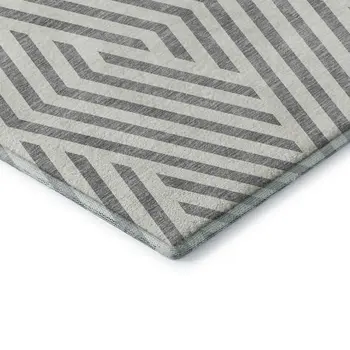 3' X 5' Gray And Ivory Geometric Washable Area Rug With UV Protection