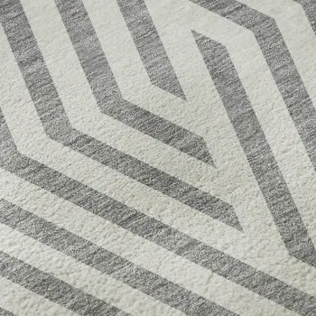 3' X 5' Gray And Ivory Geometric Washable Area Rug With UV Protection