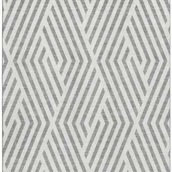 3' X 5' Gray And Ivory Geometric Washable Area Rug With UV Protection