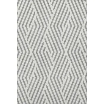 8' X 10' Gray And Ivory Geometric Washable Area Rug With UV Protection