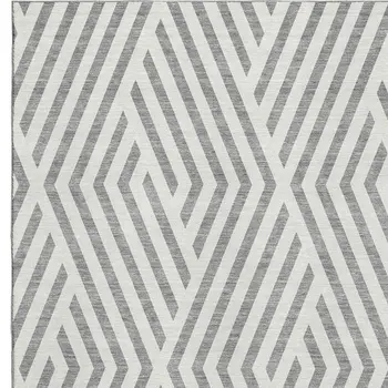 10' X 14' Gray And Ivory Geometric Washable Area Rug With UV Protection