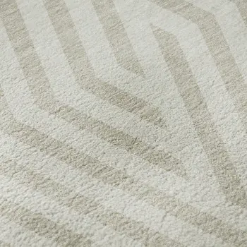 3' X 5' Ivory And Beige Geometric Washable Area Rug With UV Protection