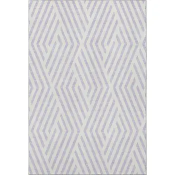 3' X 5' Lavender And Ivory Geometric Washable Area Rug With UV Protection