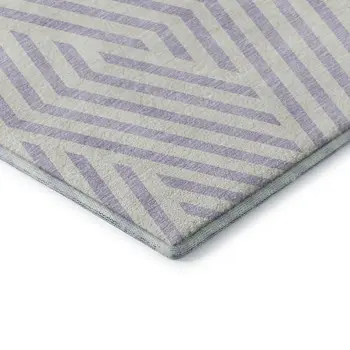 5' X 8' Lavender And Ivory Geometric Washable Area Rug With UV Protection