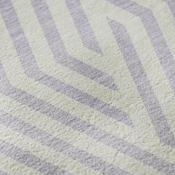 8' Lavender And Ivory Geometric Washable Round Rug With UV Protection