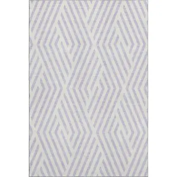 10' X 14' Lavender And Ivory Geometric Washable Area Rug With UV Protection