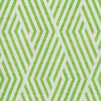 3' X 5' Lime Green And Ivory Geometric Washable Area Rug With UV Protection