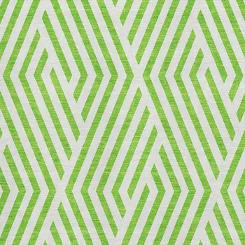 9' X 12' Lime Green And Ivory Geometric Washable Area Rug With UV Protection