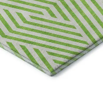 10' X 14' Lime Green And Ivory Geometric Washable Area Rug With UV Protection