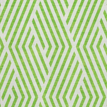 10' X 14' Lime Green And Ivory Geometric Washable Area Rug With UV Protection