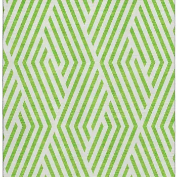 10' X 14' Lime Green And Ivory Geometric Washable Area Rug With UV Protection