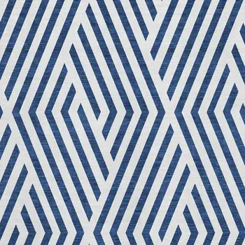 8' X 10' Navy Blue And Ivory Geometric Washable Area Rug With UV Protection