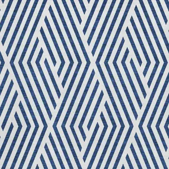 9' X 12' Navy Blue And Ivory Geometric Washable Area Rug With UV Protection