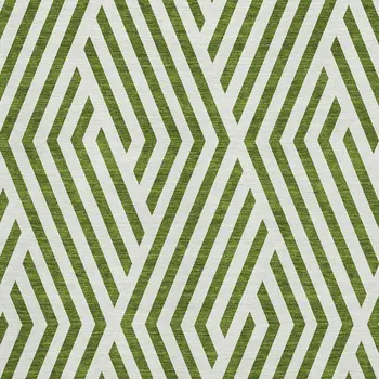 3' X 5' Olive Green And Ivory Geometric Washable Area Rug With UV Protection