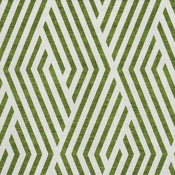 8' X 10' Olive Green And Ivory Geometric Washable Area Rug With UV Protection