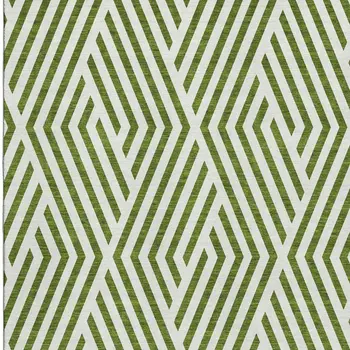 9' X 12' Olive Green And Ivory Geometric Washable Area Rug With UV Protection