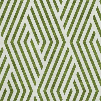 10' X 14' Olive Green And Ivory Geometric Washable Area Rug With UV Protection