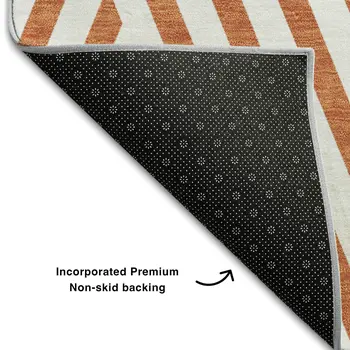 8' X 10' Rust And Ivory Geometric Washable Area Rug With UV Protection