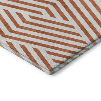 9' X 12' Rust And Ivory Geometric Washable Area Rug With UV Protection