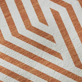 10' X 14' Rust And Ivory Geometric Washable Area Rug With UV Protection