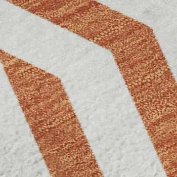 10' X 14' Rust And Ivory Geometric Washable Area Rug With UV Protection