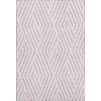 3' X 5' Pink And Ivory Geometric Washable Area Rug With UV Protection